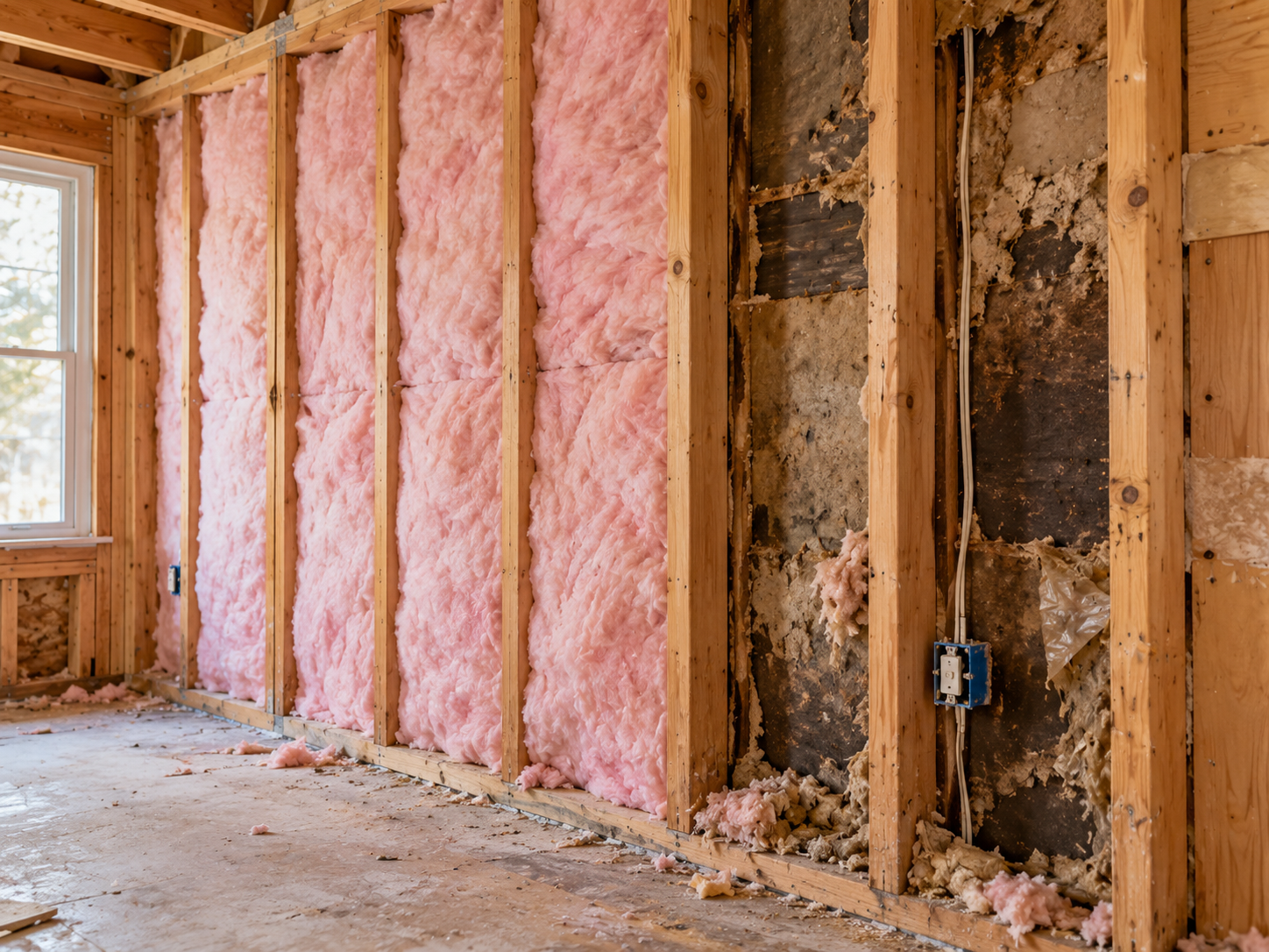 Insulation added to a cold exterior wall